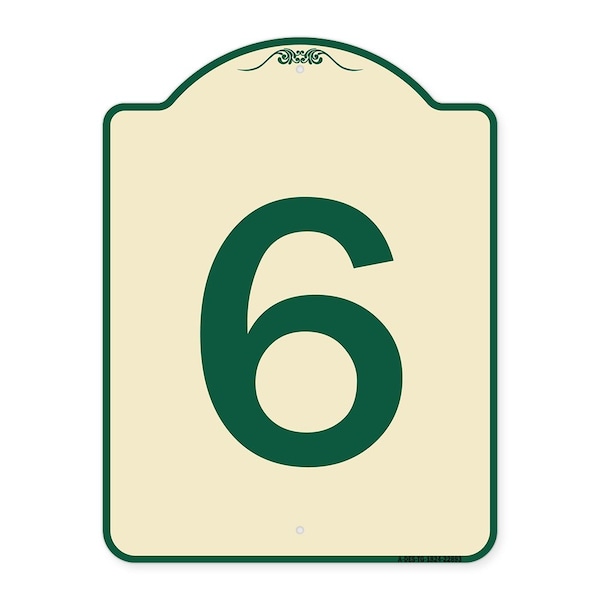Signmission Designer Series Sign W/ Number 6, Tan & Green Heavy-Gauge Aluminum Sign, 24" x 18", TG-1824-22893 A-DES-TG-1824-22893 - main